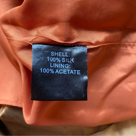 Hilton Hollis Silk Skirt Size 10 Full A-Line Pleated Fall Stripe Cherry Caramel - Picture 9 of 10